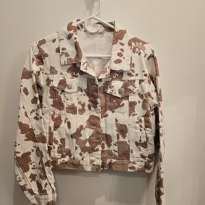 Altar'd State Cream and Brown Patterned Jacket